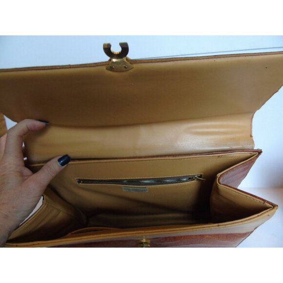 Vintage 1960's Genuine Alligator Handbag Brass Hardware Handmade In Florida - Picture 7 of 10